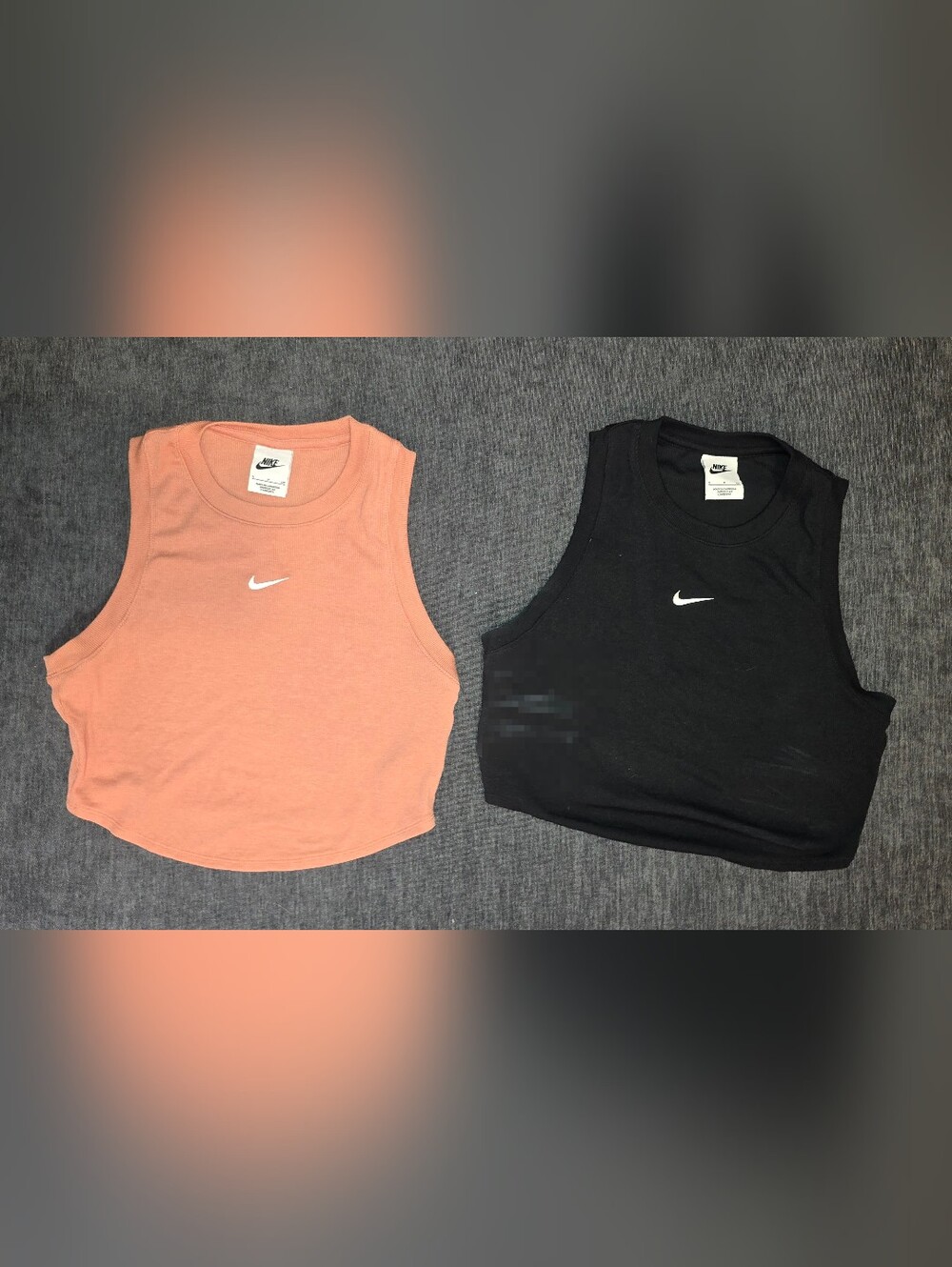 Nike Ribbed High Neck Crop Tank Top Lot of 2 Black Peach S